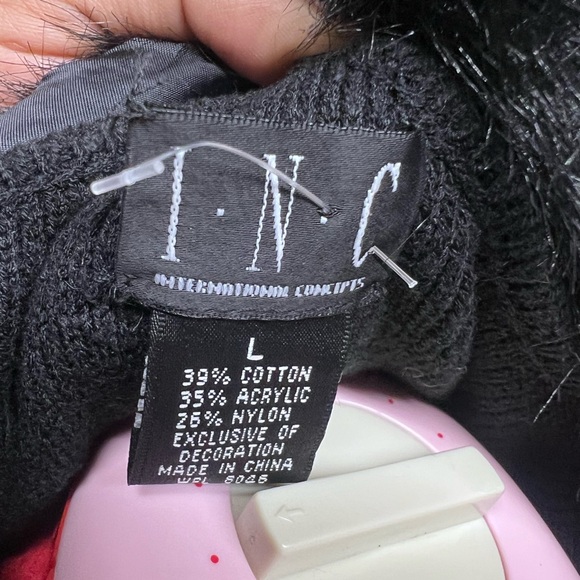 Black Knit Cardigan Duster with Faux Fur Collar Open Front Coat - Picture 6 of 15